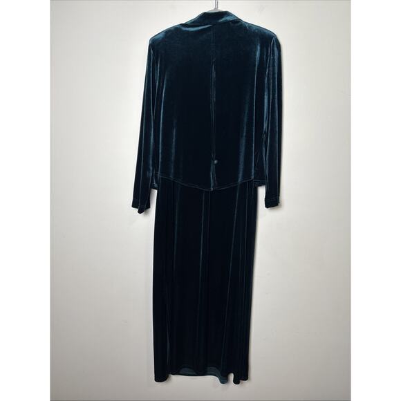 K Studio Green Velvet Maxi Dress Jacket Set Sz 16 Evening Cocktail Holiday Event - Picture 2 of 9